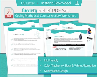 Anxiety Relief Worksheet: Coping Methods & Counter Anxiety (Printable PDF)