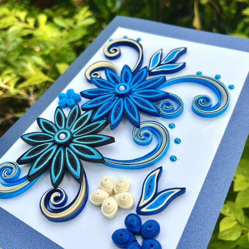 Paper Quilling Greeting Card 3D Flowers and Ornaments Unique Etsy