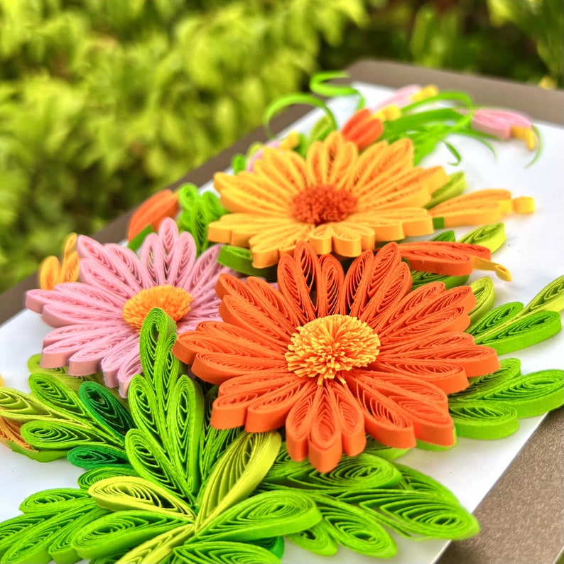 Paper Quilling Greeting Card 3D Flowers Unique Gift Craft Etsy