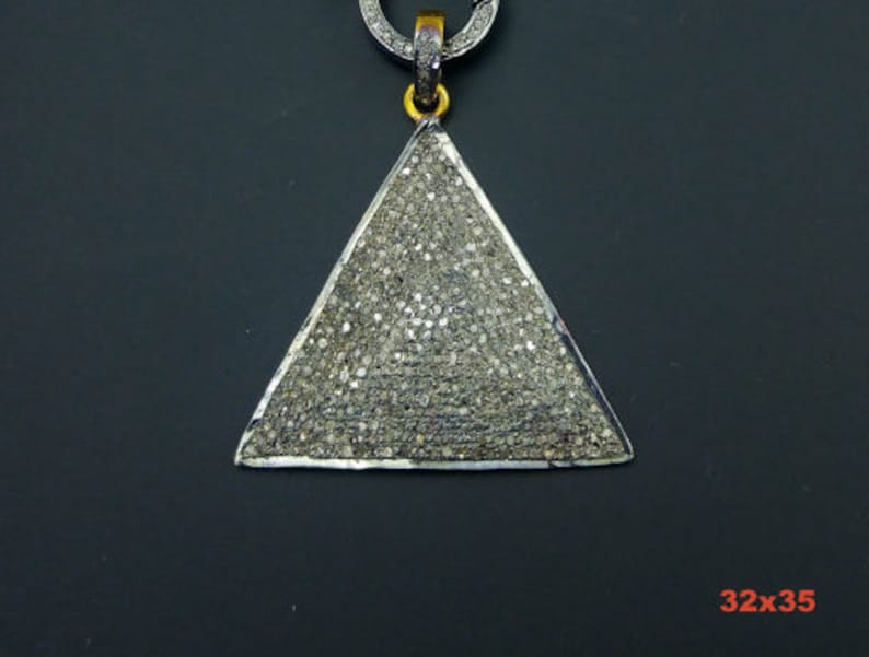 Boho style pave diamond sterling silver TRIANGLE pendant charm