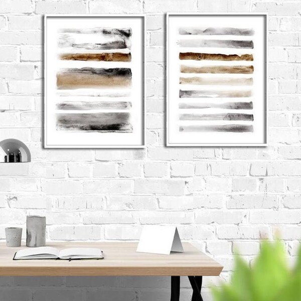 Brown Gray Wall Art Etsy