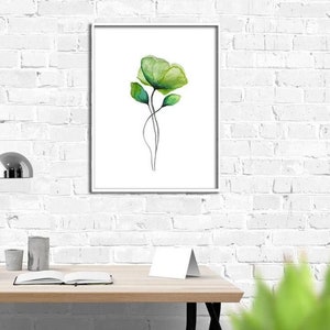 wall art prints . jpg printable digital poster instant download . poppy seed print decoration watercolor green flower