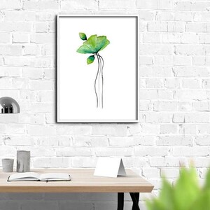 wall art prints . jpg printable digital poster instant download . poppy seed print decoration watercolor green flower