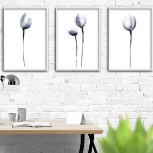 Home decor painting  jpg printable digital poster instant download, tulip decoration watercolor flower blue print tulips flowers navy blue