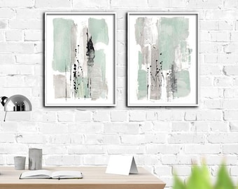 Home decor painting . jpg printable digital poster instant download  ,black , gray ,mint   abstract  decoration watercolor digital  graphics