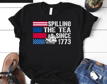 Rovesciare il tè dal 1773 camicia, regalo insegnante di storia, bandiera americana, t-shirt divertente insegnante di storia, camicia regalo amante della storia