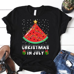 Christmas In July Watermelon Shirt,  Christmas Tree Summer Shirt