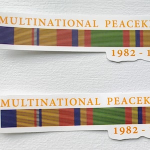Multinational Peacekeeper Beirut Libano 1983 4 Adesivi a barra a nastro (confezione da 2) Combattimento Azione Marina Unità Com Expeditionary Sea Service Dispiegamento