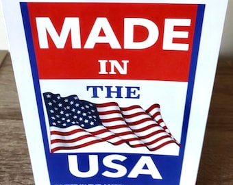 Made In America Card Buy American USA Handcrafted Built Goods Merchandise Business Union Workforce Labor Customer Service