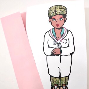 Lady Doctor Nurse Collègue Friends Card Bureau de médecine militaire Département médical Hôpital d'entraînement des États-Unis Armée Navy Fort Camp