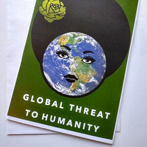 Carte de voeux d'activiste pour le climat Leader mondial de l'environnement, Terre mère, planète verte, Science, émissions, océans, continents, réchauffement climatique