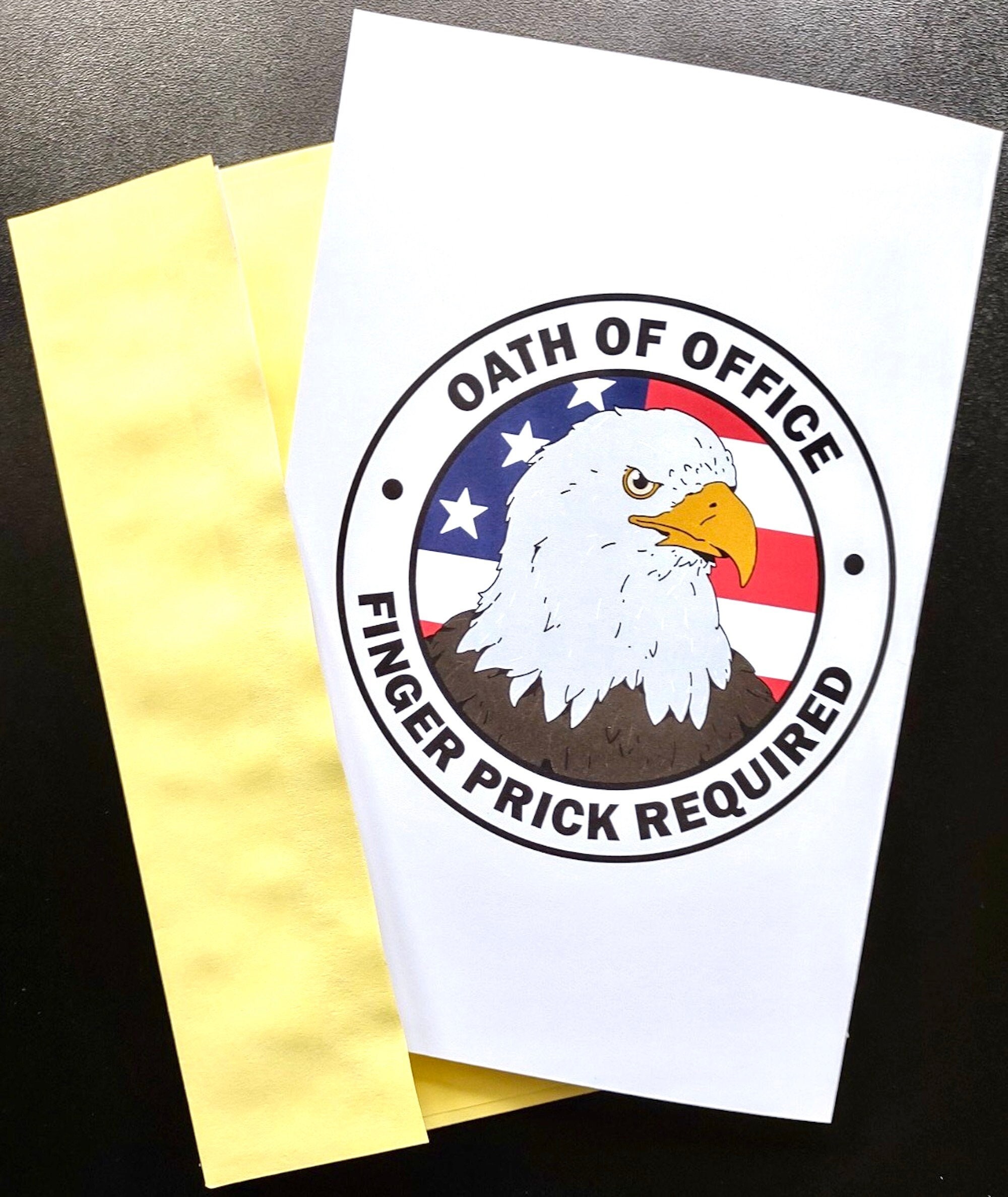 Oath of Office Card Loyalty Pledge Allegiance Military Company Respect Finger Prick Constitutional Obligation Raise Public Office Worldwide