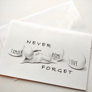 Family Love Card Never Forget Remember Friends Note Greeting Neighborly Earthly Peace Home Condolence Respect Memorial Amen Heavenly Angel