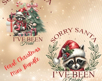 Funny Christmas Raccoon PNG Clipart: Feral Holiday Design (Digital Download)