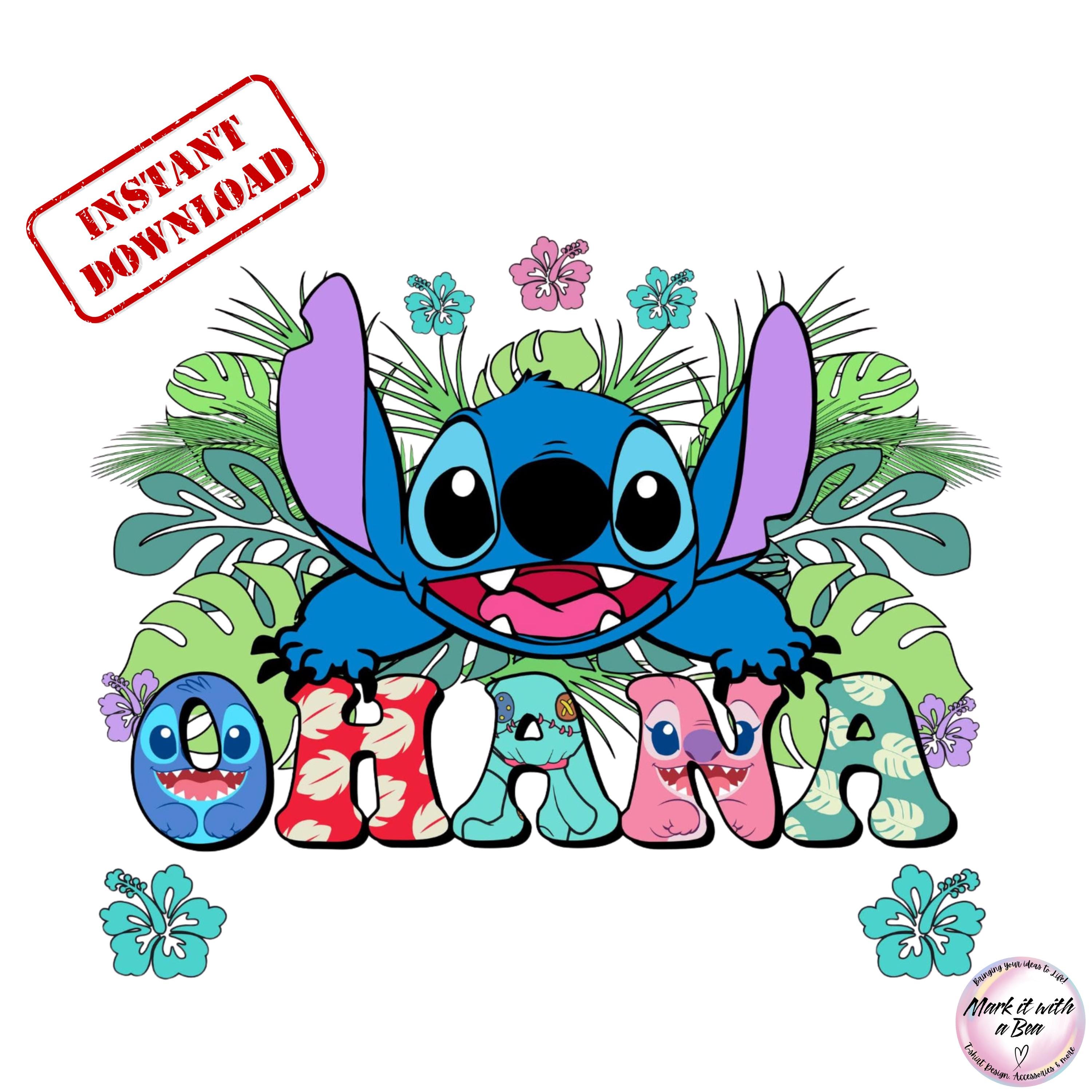 Lilo & Stitch Summer Splash PNG: Floral Cartoon Clipart (digital