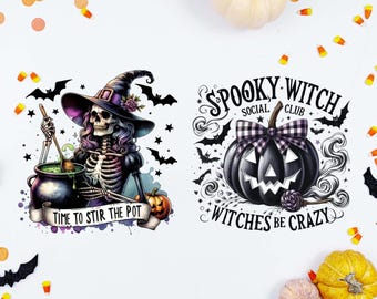 Witchy Halloween Bundle PNG: Girls Witch Design Digital Download