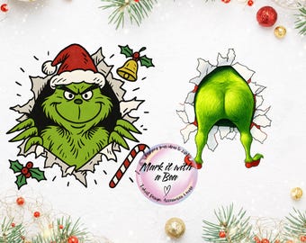 Retro Grinch Christmas PNG, Merry Grincmas, Front & Back Design (Digital Download)