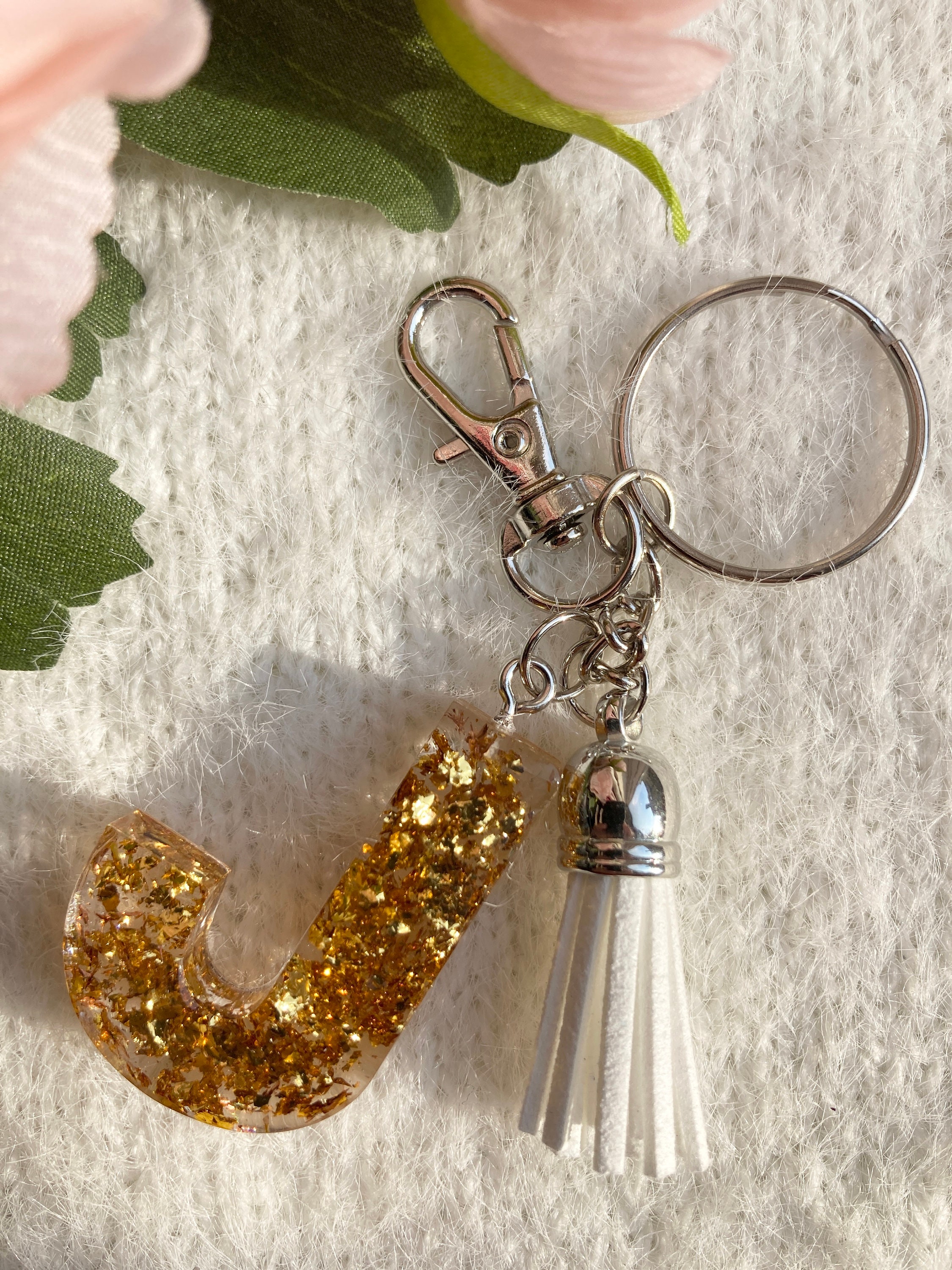 Resin Keychain Letter J Etsy