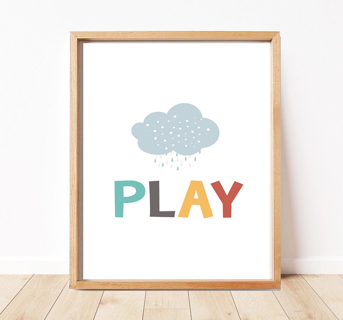 Set of 3 playroom printable sign kids room decor lets just | Etsy