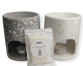 Terrazzo Burner Gift Set | Large Ceramic Oil Burner | Textured | Mother | Sister | Birthday | Thank you | Gift For Her Him | Christmas