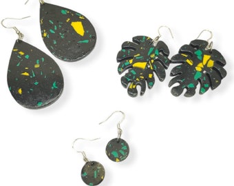 Jamaica inspo Handmade Earrings | Jesmonite | Terrazzo | Marble | Sterling silver | Made to Order | Jewelry | Gift