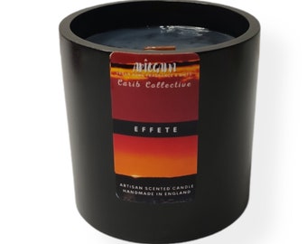 240g Effete Scented Candle & Lid | Black Jar | Rapeseed Wax | Customizable | Handmade | 50H | Jesmonite | Gift | Burn + Keep | Him | Her