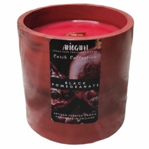 240g Black Pomegranate Candle & Lid Red Black Marble Customizable Handmade 50H 8.4oz Jesmonite Gift Burn Keep Him Her image 5