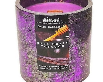 240g Personalised Black Purple, Gold Scented Candle & Lid | Ribbon Gift Box | 50H | 240g | Jesmonite | Gift | Burn + Keep | Him | Her