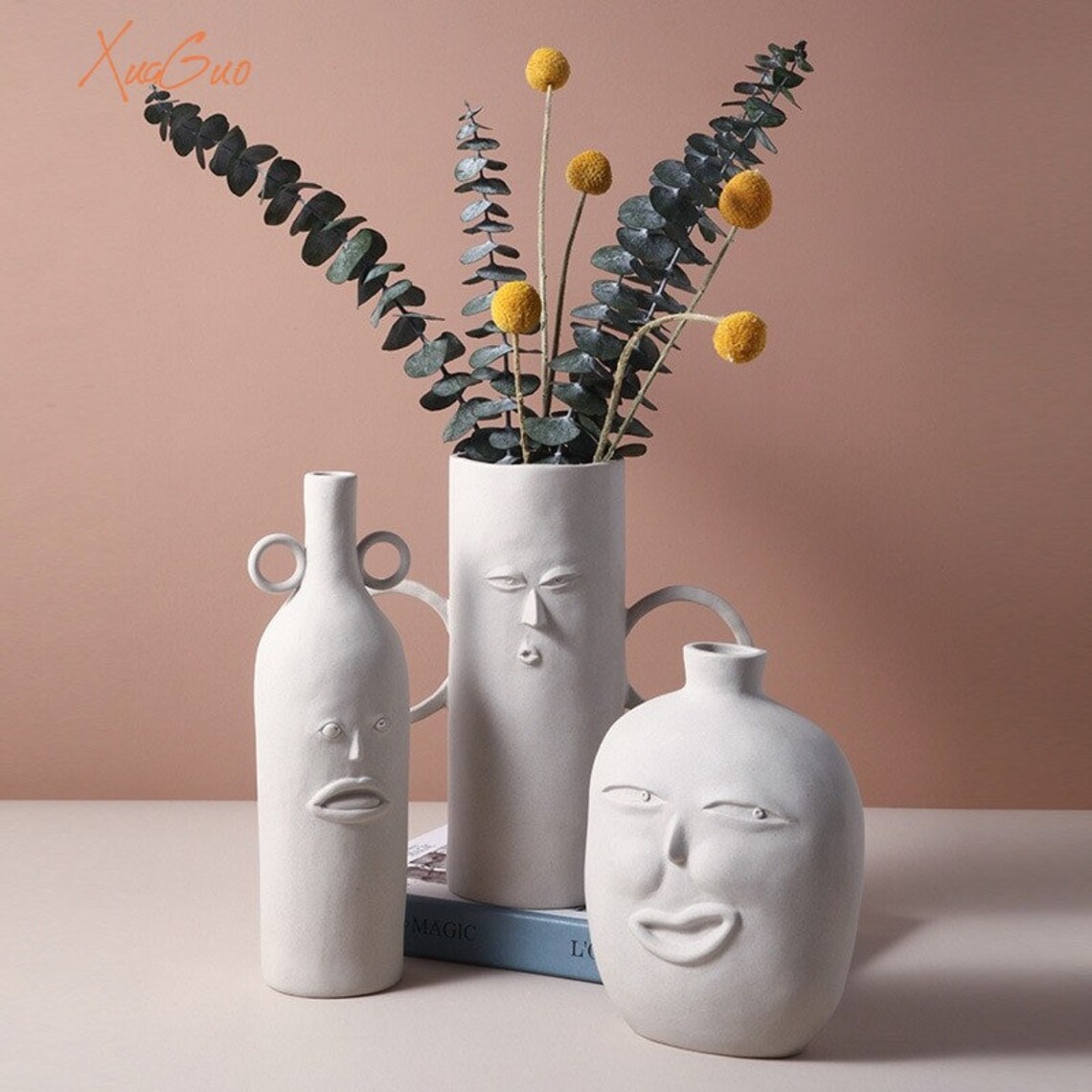 Nordic Style Dried Flower Vases Ceramic Decoration Abstract Etsy
