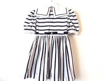 Robe fille marinière 2 ans vintage années 90  à rayure