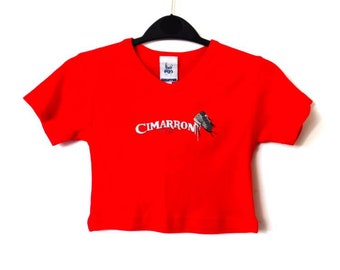 top 2000s vintage crop top Y2K 90s red Cimarron S/36