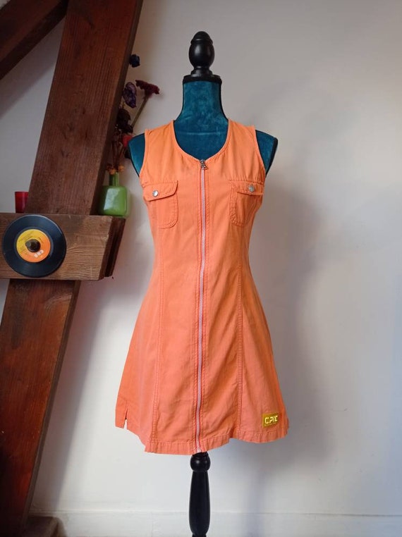 Rare vintage dress 90s Chipie orange size M