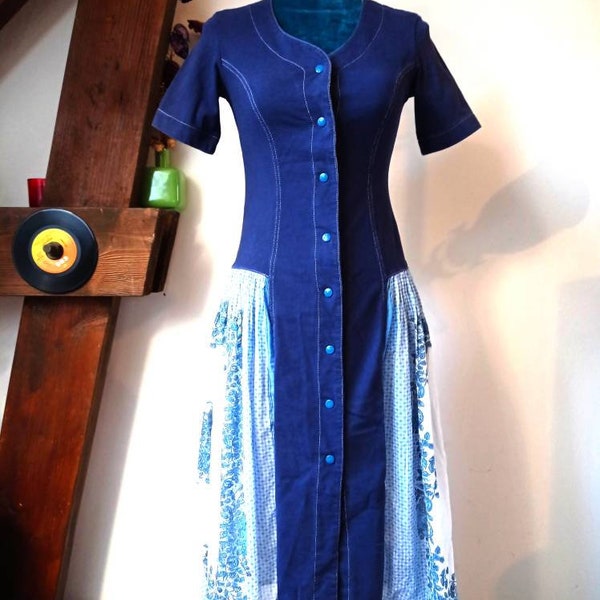 Robe longue vintage années 90 Cimarron bleue marine taille M