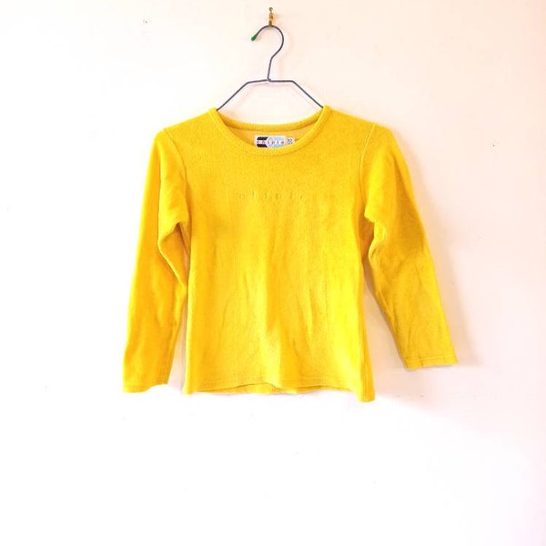 Top Manches longues Chipie vintage 90s y2k années 2000 T-shirt jaune éponge taille 32/XXS