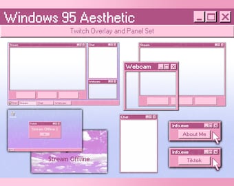 Pink Windows 95 Retro Twitch Overlay Starter Pack
