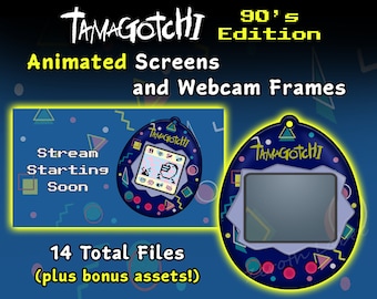 90's Tamagotchi Animated Stream Screens and Webcam Frames