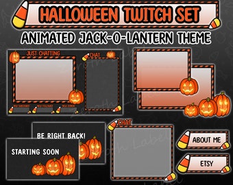 Animated Halloween Twitch Set: Jack-O-Lantern Theme (63 Pieces)