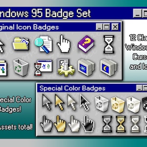 Windows 95 Twitch バッジ - レトロ - 美的 - ノスタルジア - Notion アプリ対応