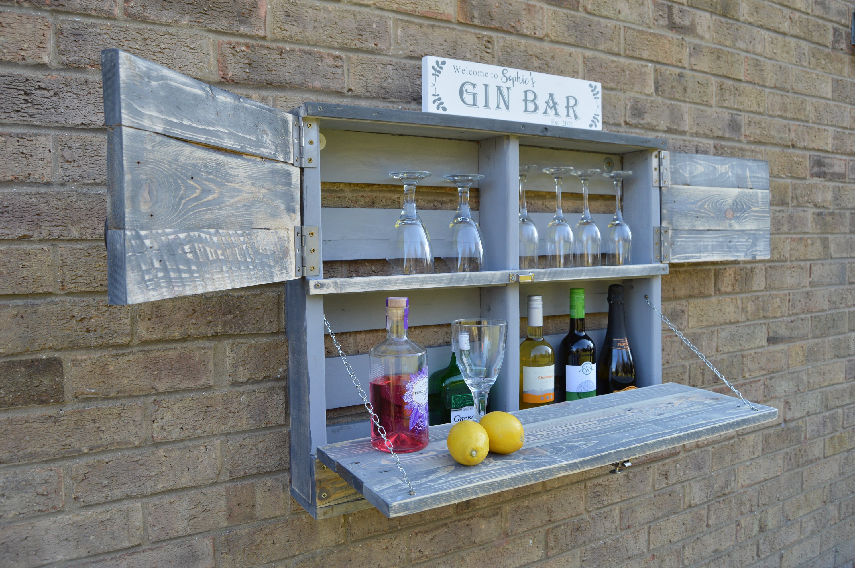 Gey Distressed Wall Gin Bar / Garden outdoor Bar Etsy