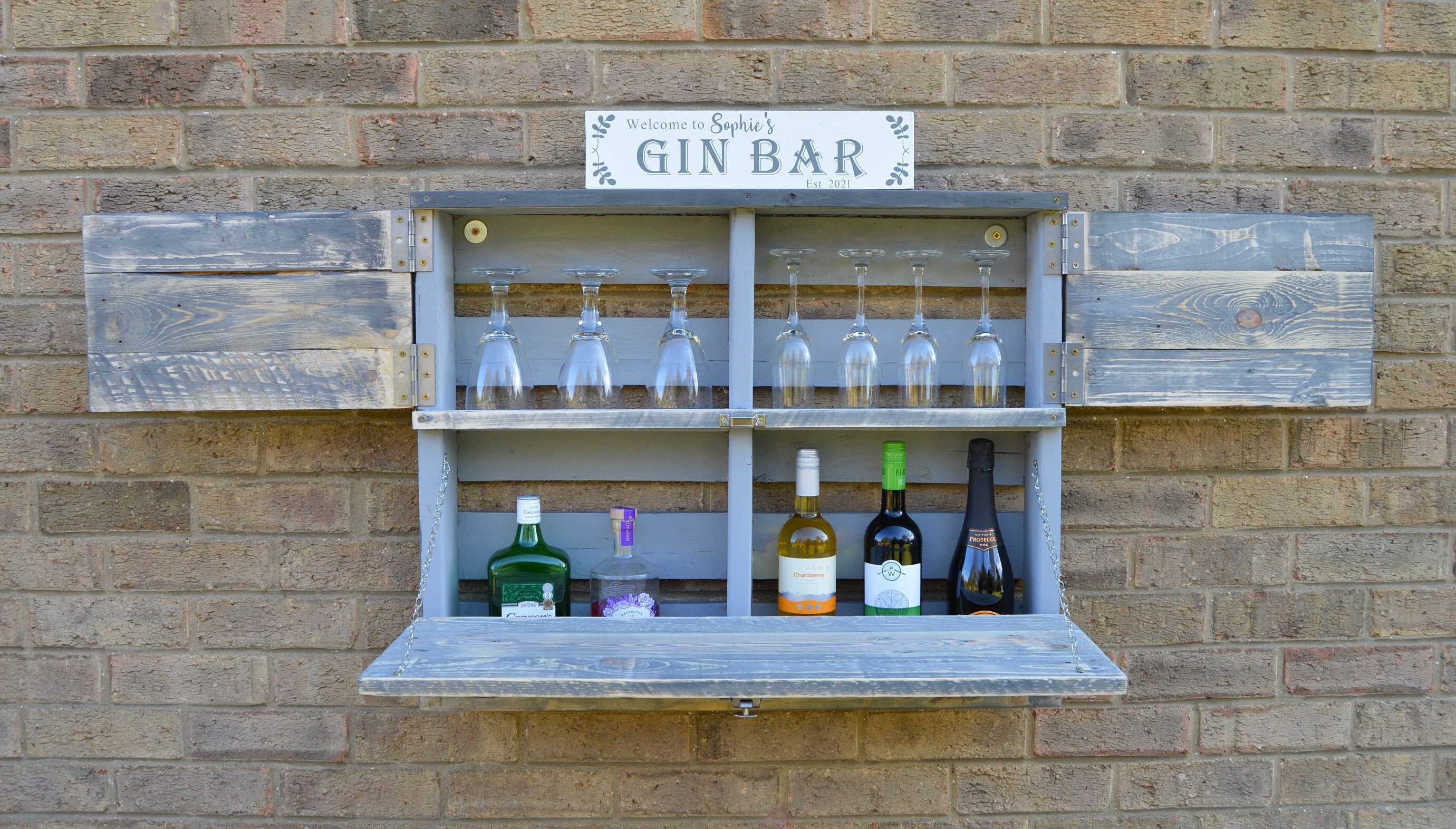 Gey Distressed Wall Gin Bar / Garden outdoor Bar Etsy