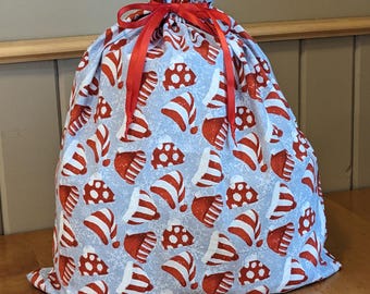 Handmade Reusable Christmas Fabric Gift Bag: Large Eco-Friendly Drawstring