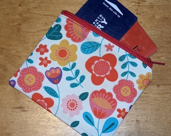 Zippered lined credit card pouch or coin purse