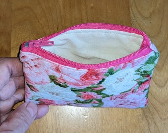 Zippered lined credit card pouch or coin purse