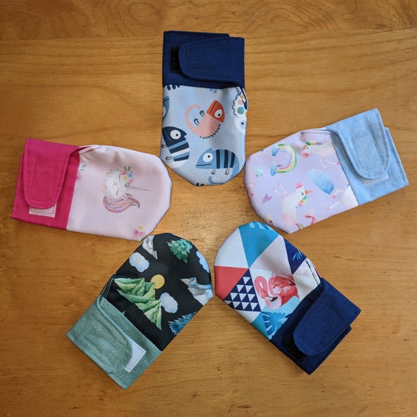 Waterproof infant teething or eczema mittens, cotton lined