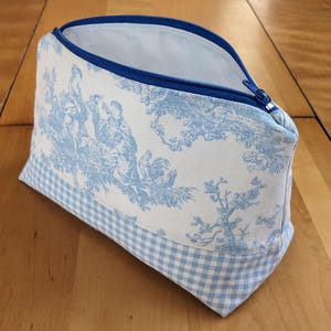 Trousse de maquillage doublée à fermeture éclair faite main, imperméable, trousse de maquillage en toile