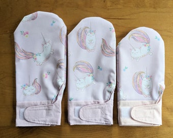 Waterproof chewing mittens, mittens for special needs, adaptive mittens, thumbless mittens, eczema mittens, youth sizing