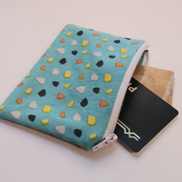 Zippered lined credit card pouch or coin purse