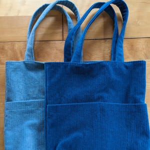 Sac fourre-tout en velours côtelé avec poches, sac doublé, fait main