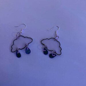 Cloud with rain drops shrinky dink earrings