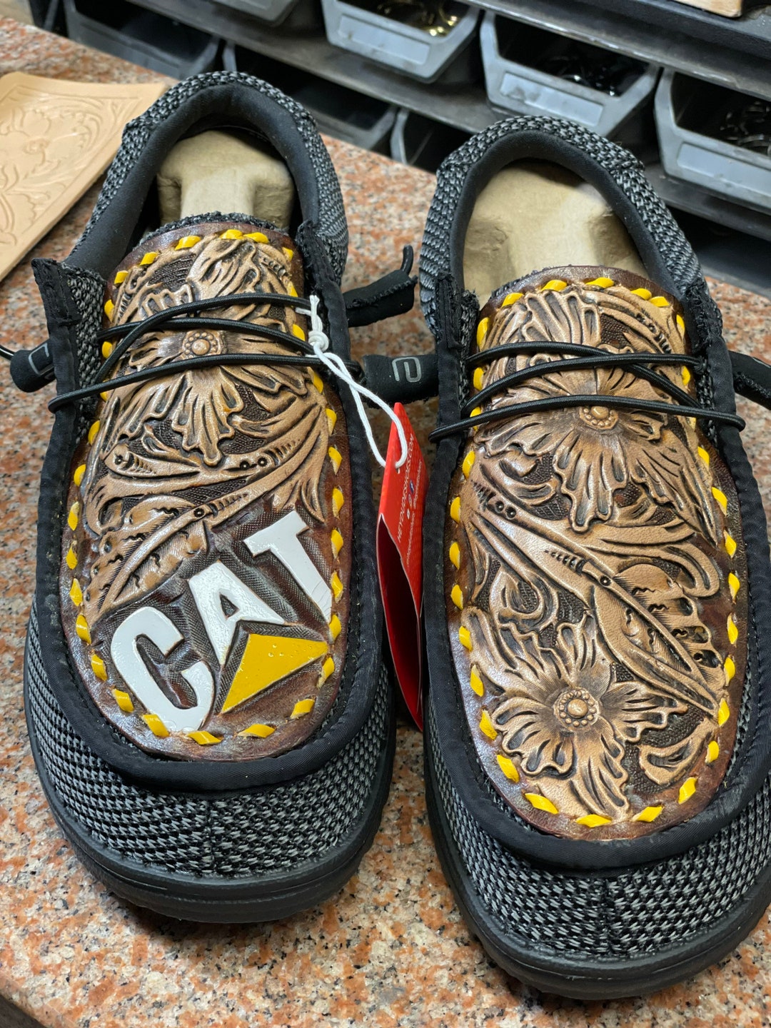CAT Custom Leather Hey Dudes Etsy